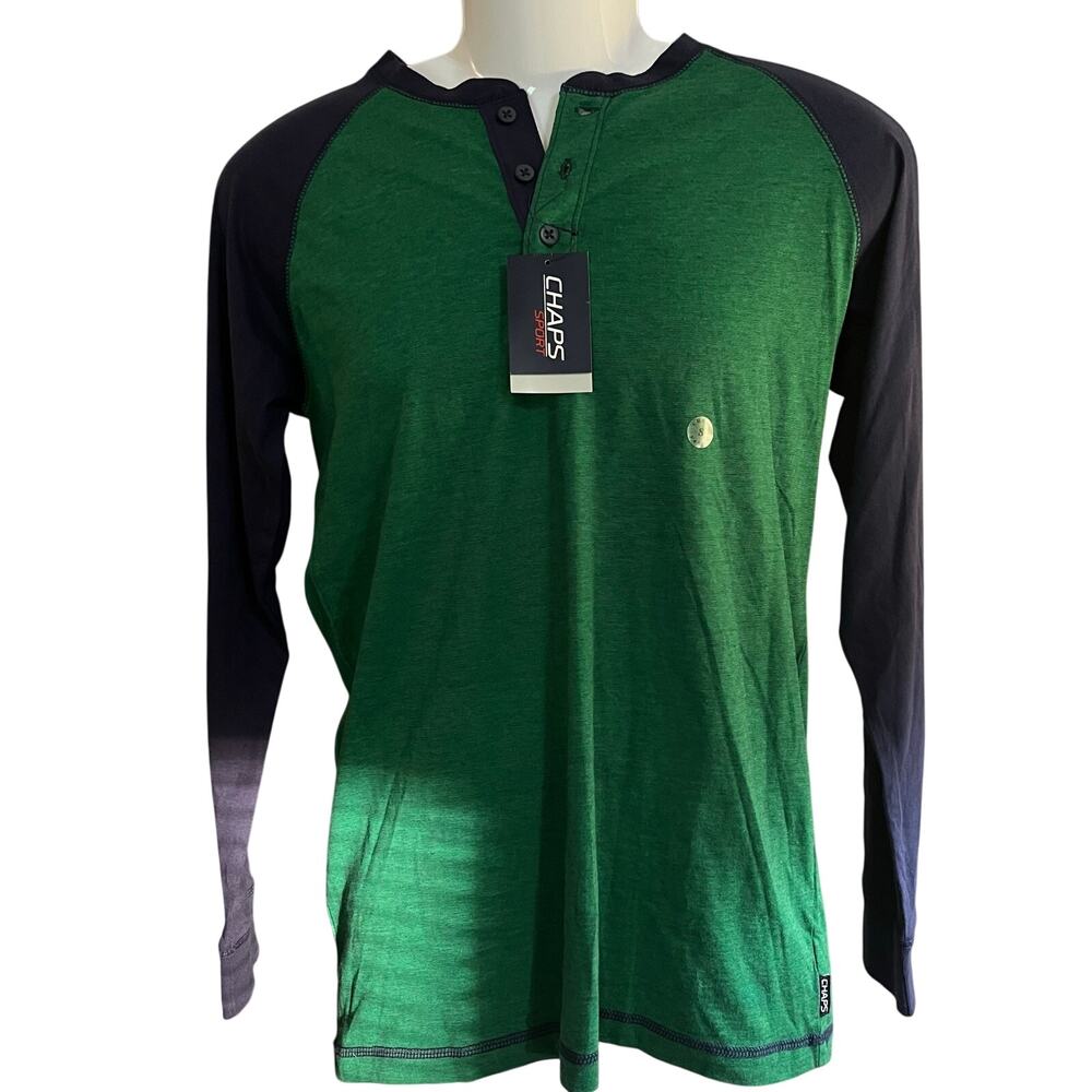 Chaps Sport Athletic Long Sleeve Shirt Travel Green